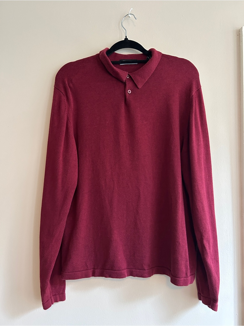 Men's Long-Sleeve Polo Shirt in Burgundy